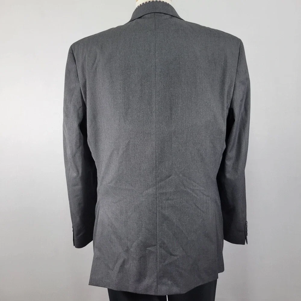 Van Heusen Men's Sport Coat Blazer Two Button‎ Gray Twill Polyester Blend 44L